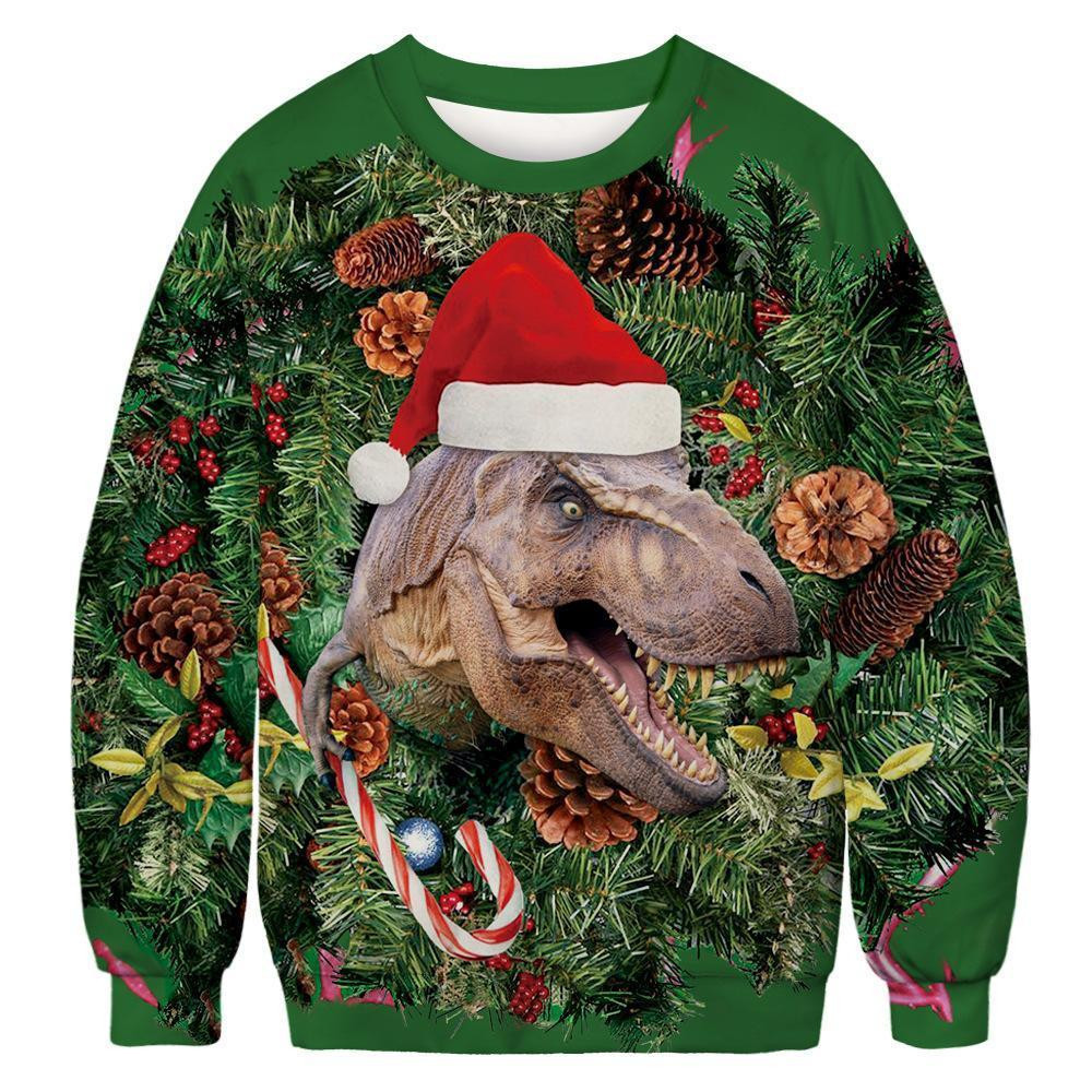 Dinosaur Ugly Christmas Sweater Adult 3D Funny Matching for family