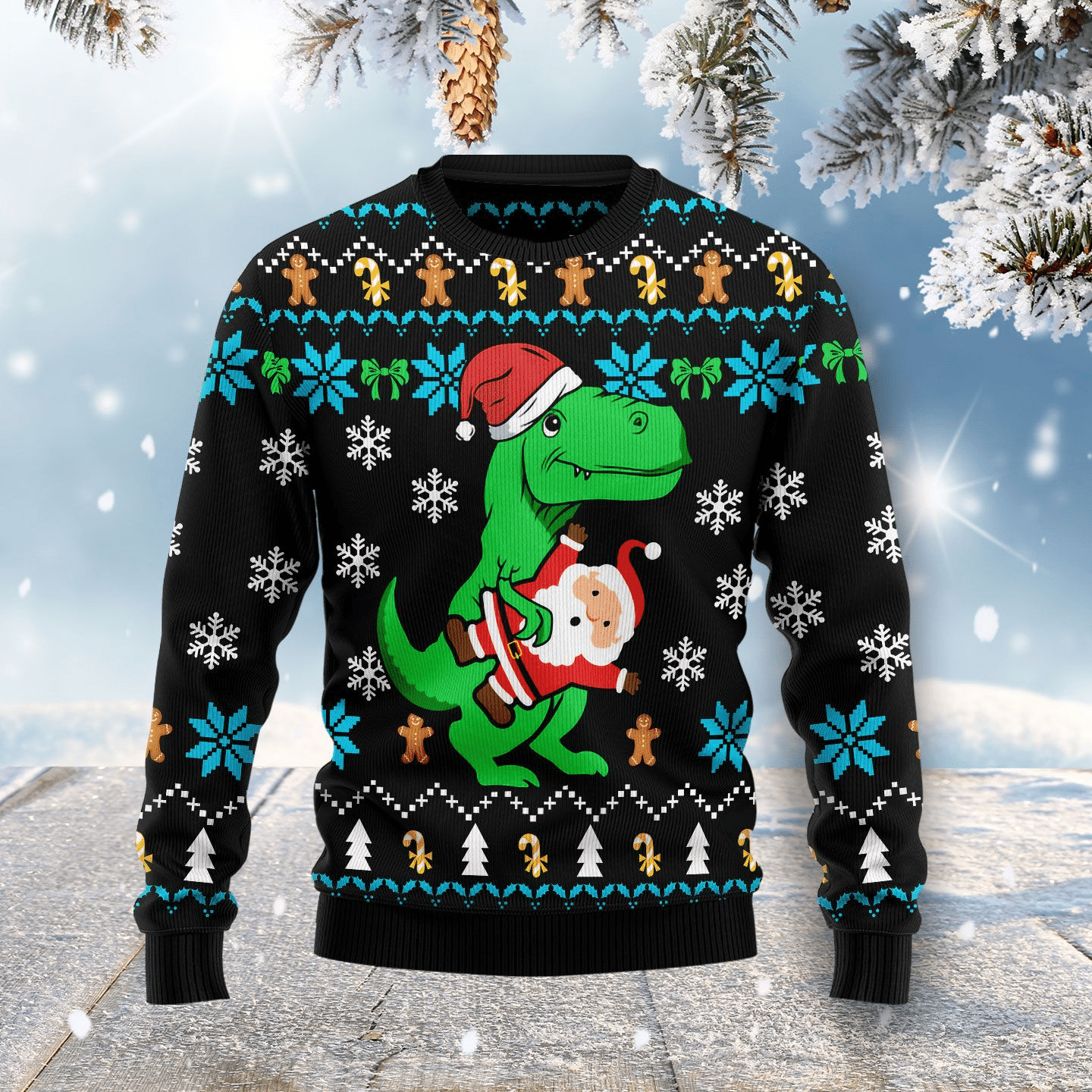 Dinosaur Ugly Christmas Sweater Adult 3D Funny Matching for family