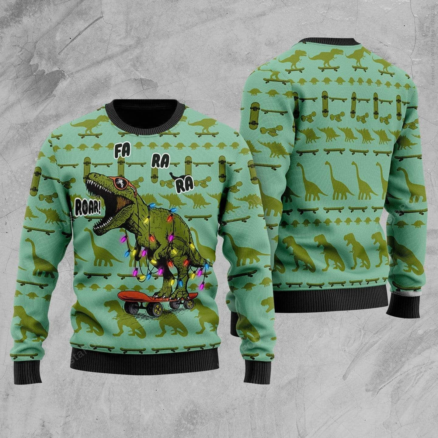 Dinosaurs Roar Ugly Christmas Sweater Adult 3D Funny Matching for family