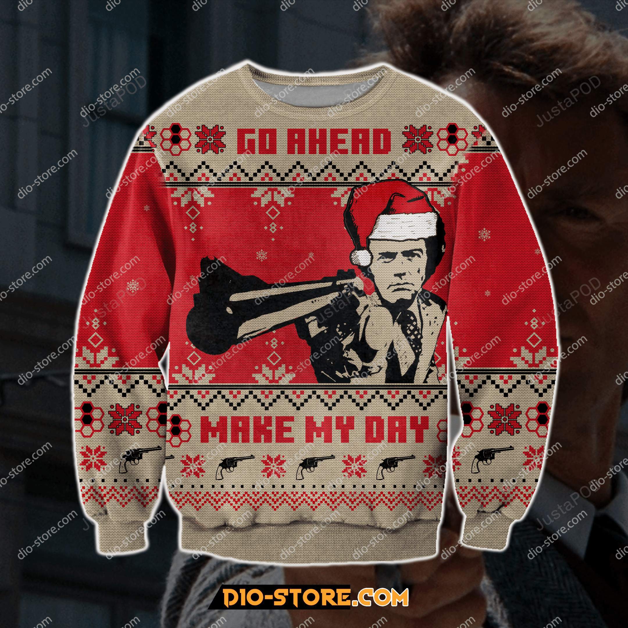 Dirty Harry 3D Print Ugly Christmas Sweater Adult 3D Funny Matching for family