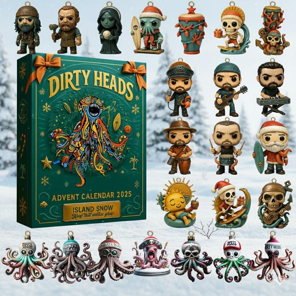 Dirty Heads Advent Calendar 2025, 2D Flat Christmas Advent Calendar, Holiday Countdown Calendar, Christmas Countdown