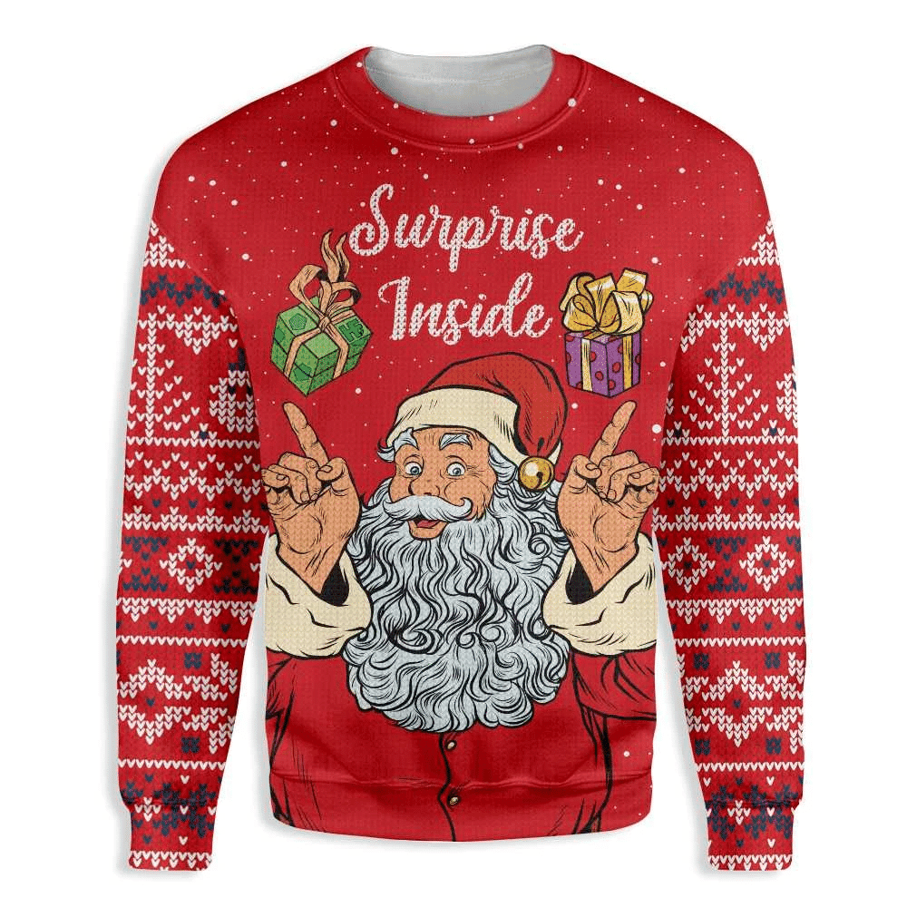 Dirty Santa Surprise Inside Ugly Christmas Sweater Adult 3D Funny Matching for family