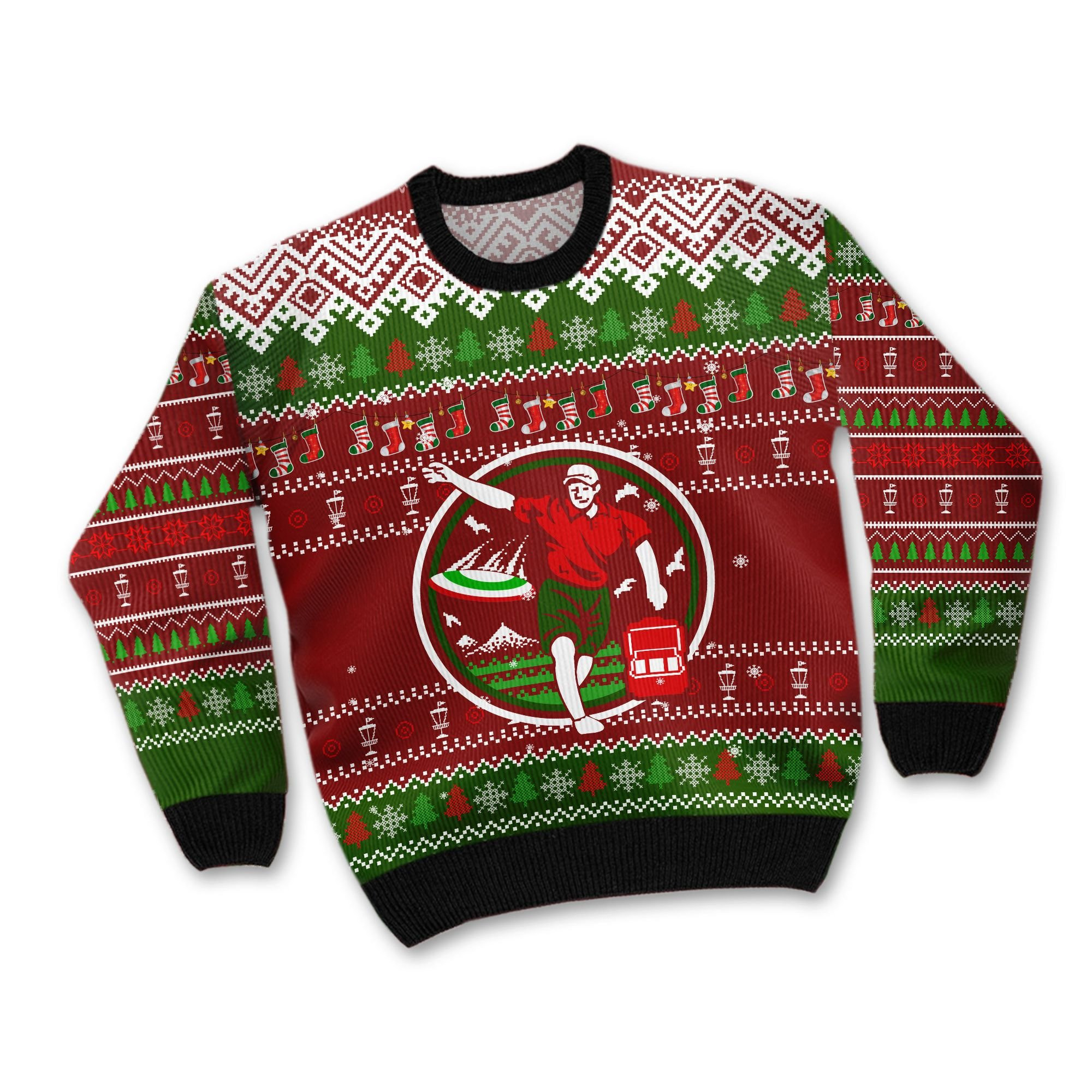 Disc Golf Image Noel Pattern For Frisbee Golfers Sport Lovers Unique Gifts Ugly Christmas Sweater Adult 3D Funny Matching for family - Image 2
