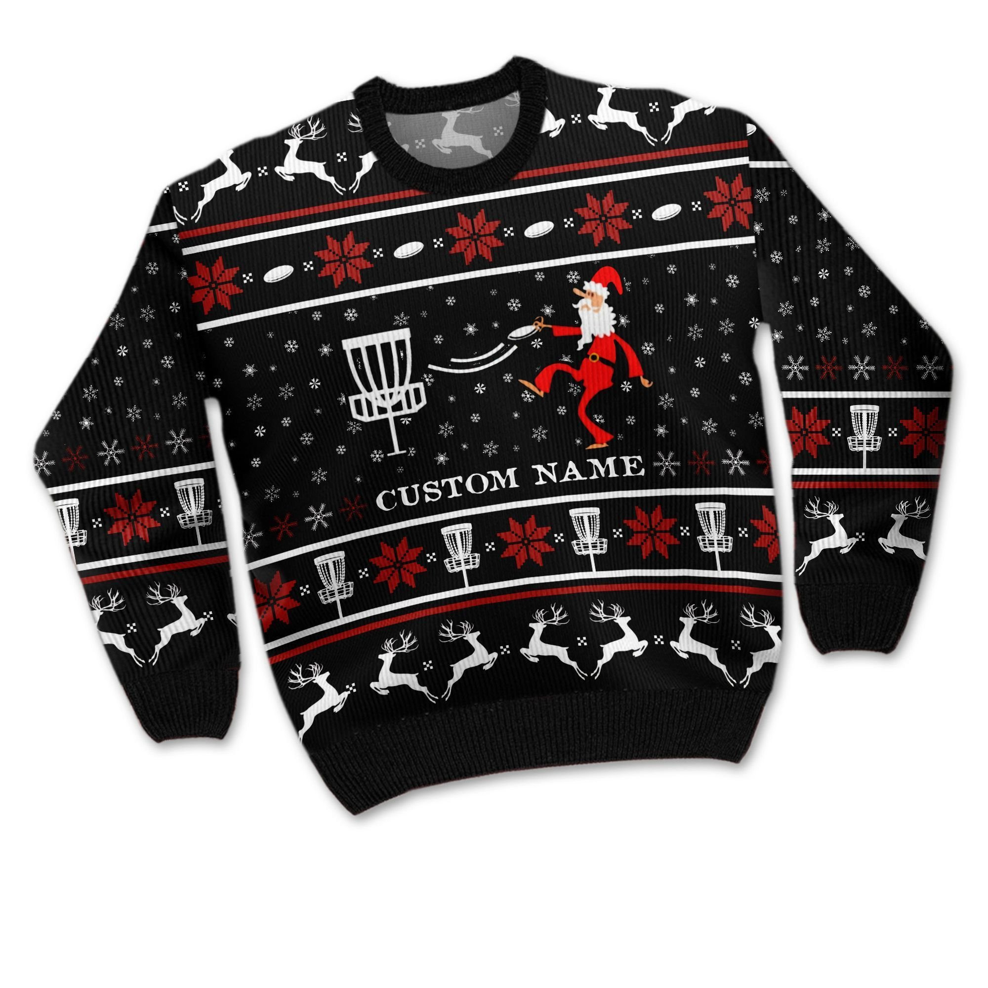 Disc Golf Noel Pattern Custom Name Ugly Christmas Sweater Adult 3D Funny Matching for family - Image 3