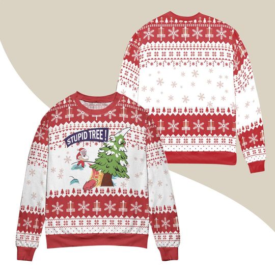 Disc Golf Stupid Tree Ugly Christmas Sweater, Santa Claus Play - Image 4