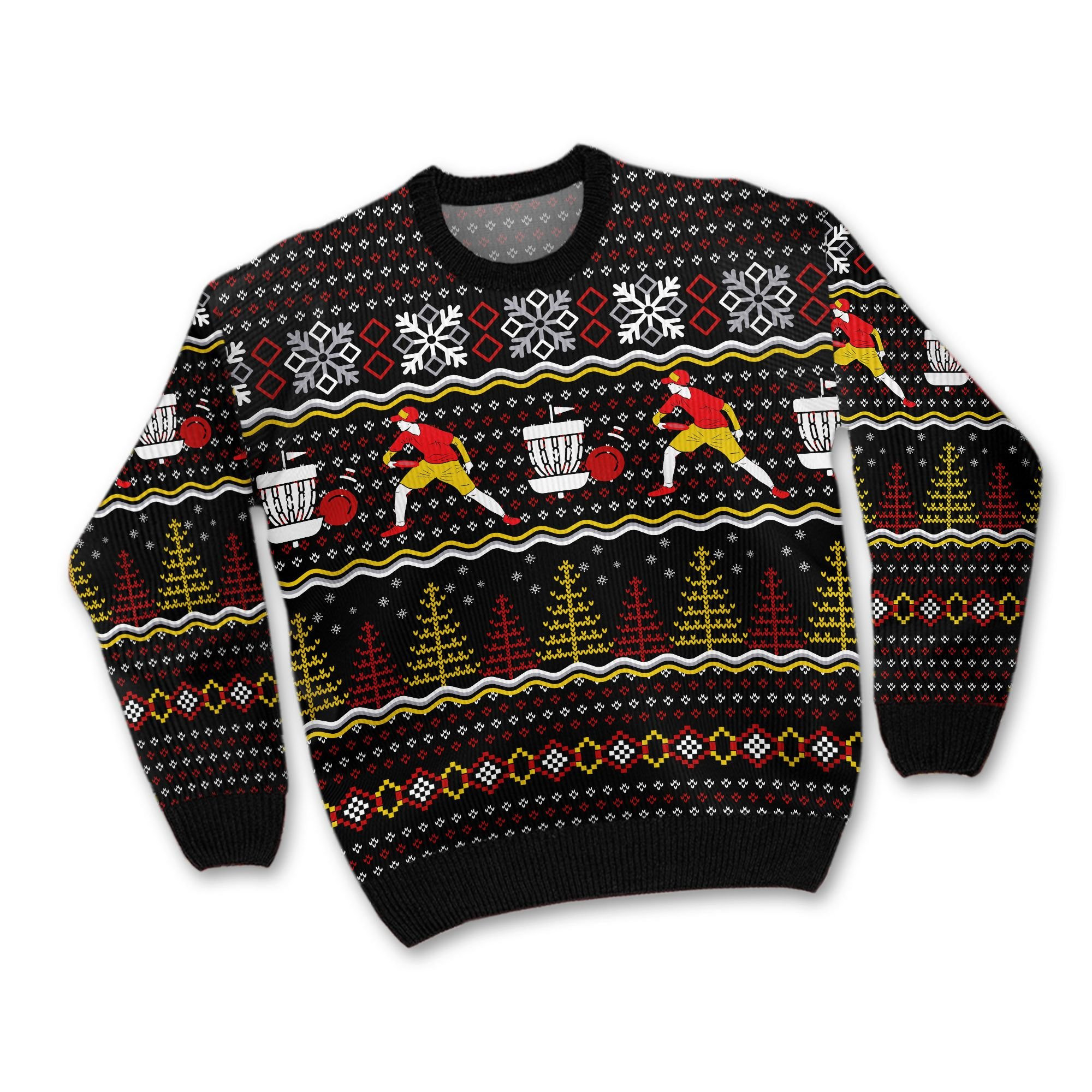 Disc Golf With Christmas Patterns For Disc Golfers And Sport Lovers Ugly Christmas Sweater Adult 3D Funny Matching for family - Image 2