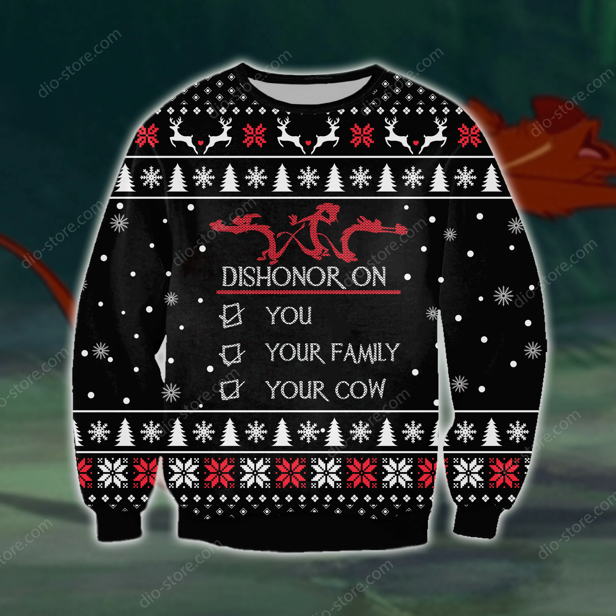 Dishonor On You Knitting Pattern 3D Print Ugly Christmas Sweater Adult 3D Funny Matching for family