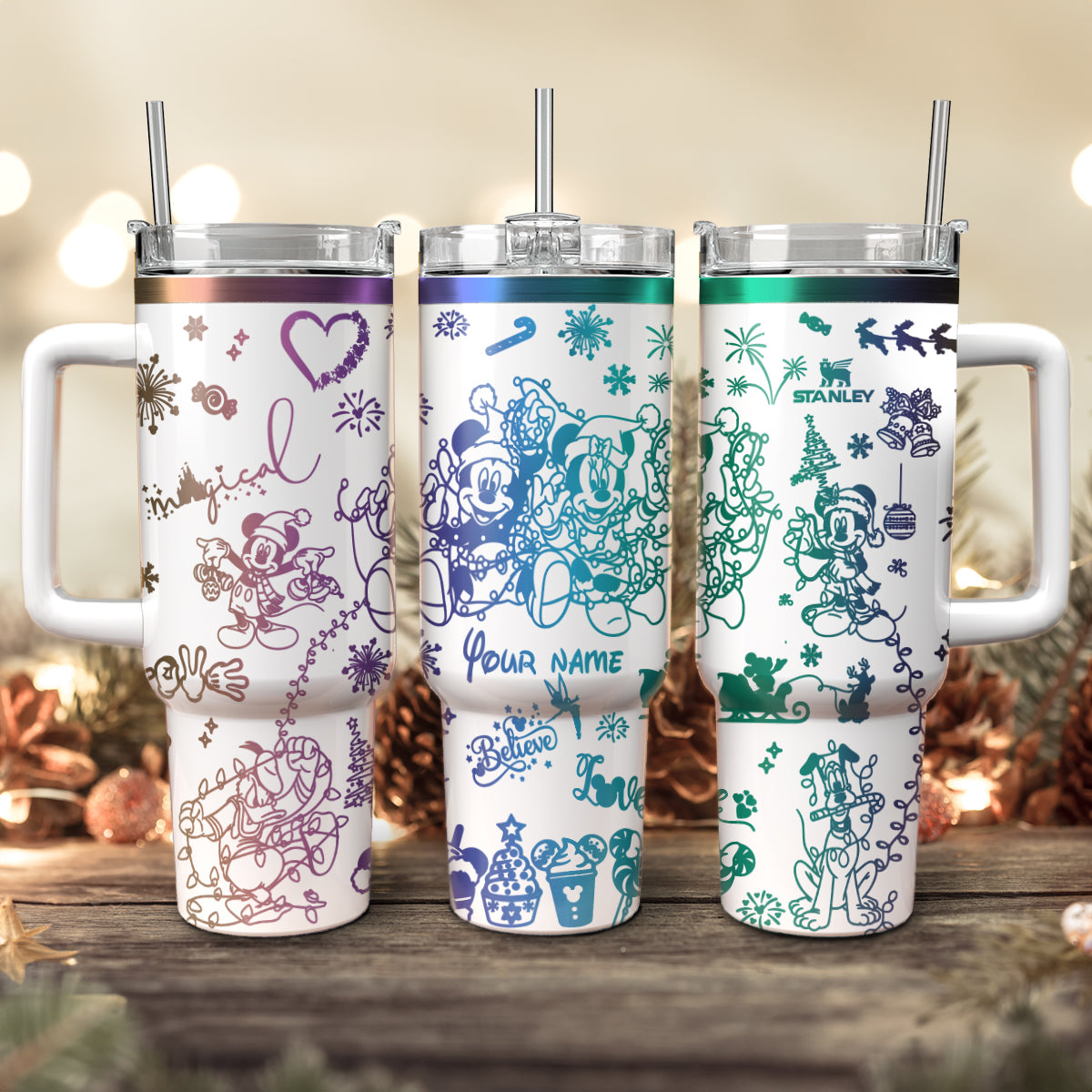Disney Characters Cartoon Christmas Custom Stanley Cup 40 oz 30 oz Tumbler With HandleTVC2301430
