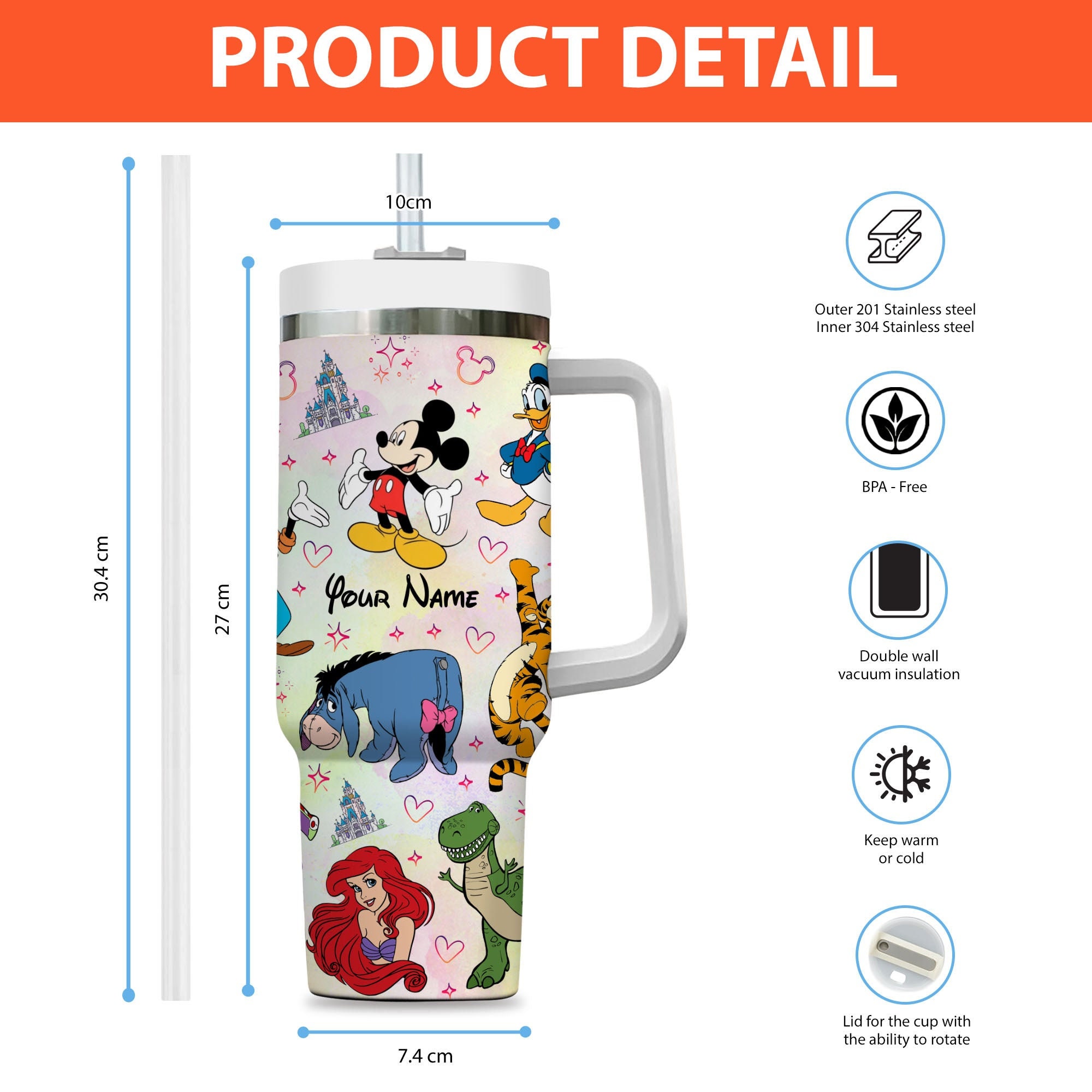 Disney Characters Cartoon Custom Stanley Cup 40 oz 30 oz Tumbler With HandleTVC2301982 - Image 4