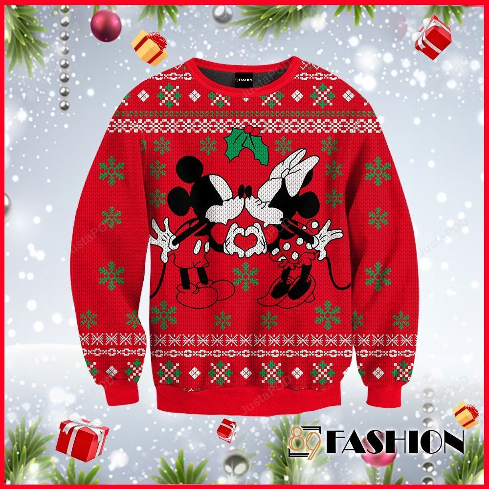 Disney Mickey And Minie Mouse Ugly Christmas Sweater Adult 3D Funny Matching for family