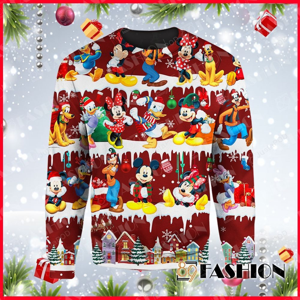 Disney Mickey Mouse Donald Duck Ugly Christmas Sweater Adult 3D Funny Matching for family