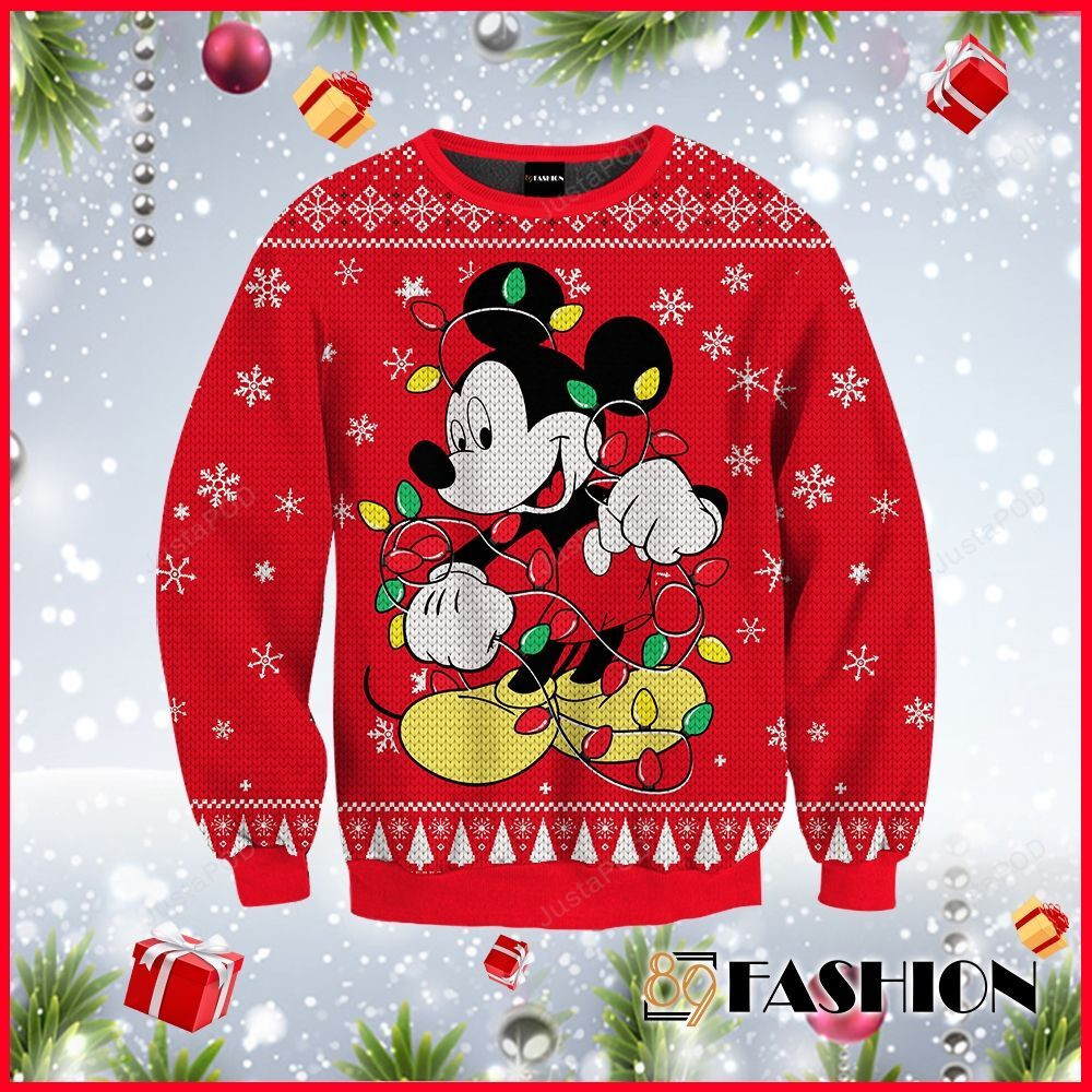 Disney Mickey Mouse Ugly Christmas Sweater Adult 3D Funny Matching for family