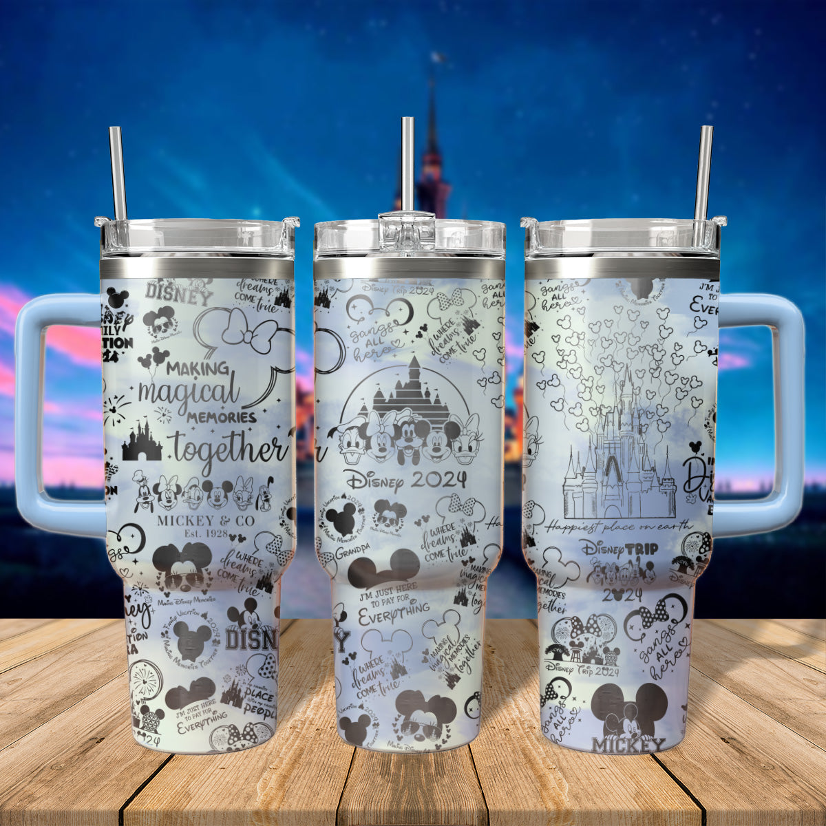 Disney Vacation Family Trip Cartoon Custom Stanley Cup 40 oz 30 oz Tumbler With HandleTVC2301571