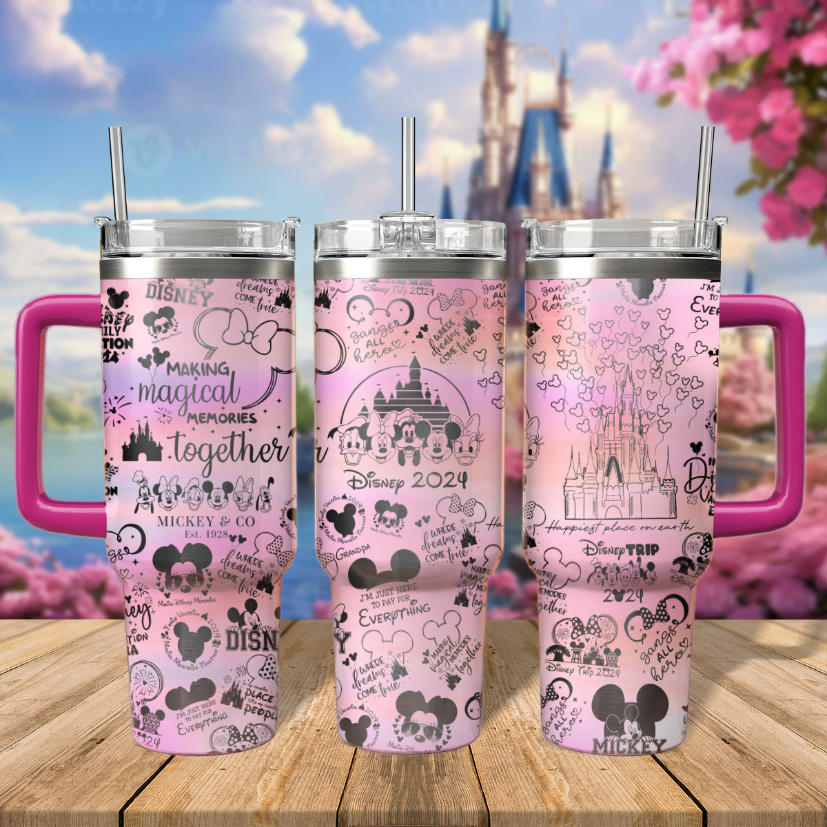 Disney Vacation Family Trip Cartoon Custom Stanley Cup 40 oz 30 oz Tumbler With HandleTVC2301806