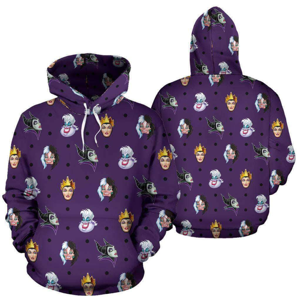 Disney Villains Head Patterns 3D All Over Print Hoodie, Zip Hoodie