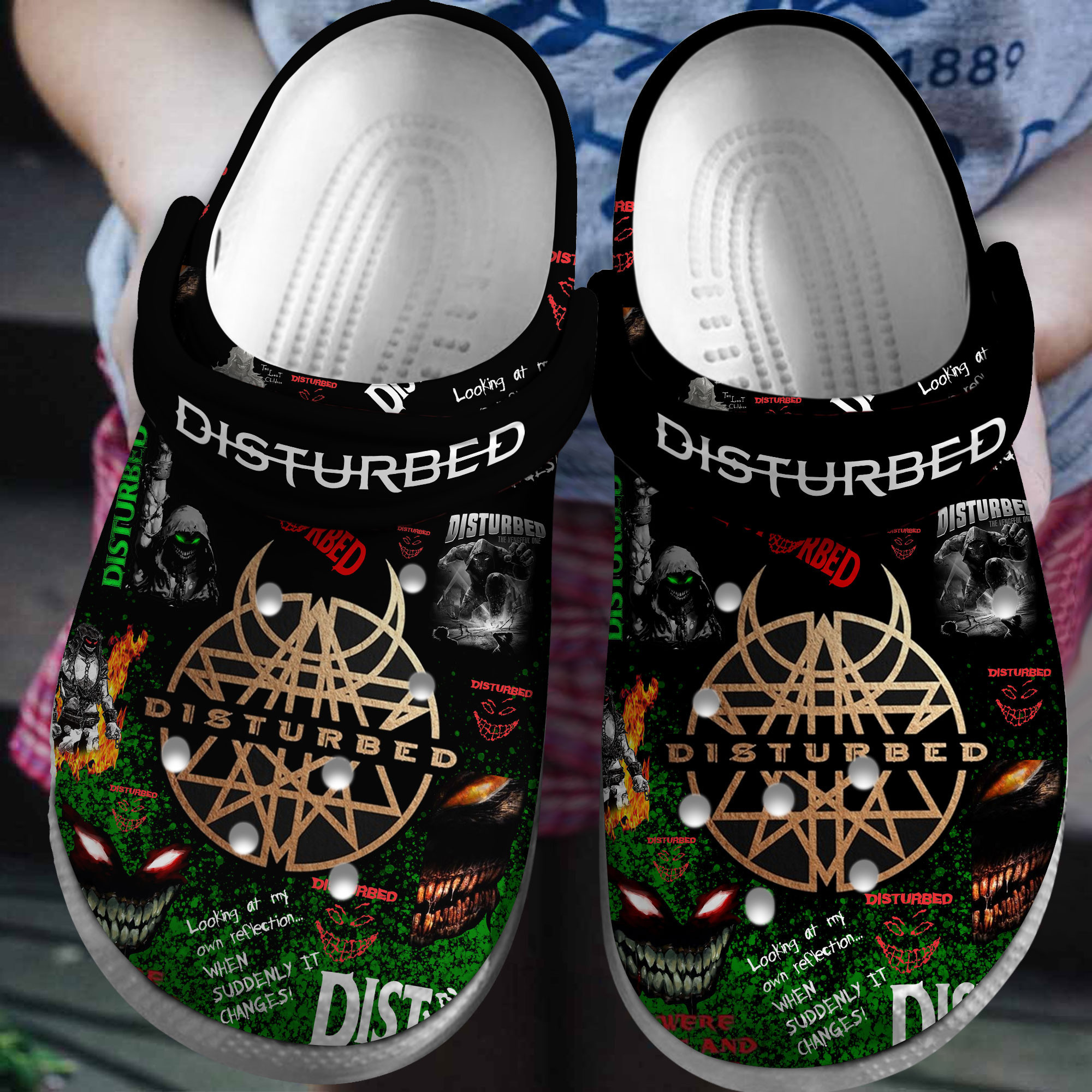 Disturbed Music Crocs Crocband Clogs Shoes Comfortable For Men Women and Kids