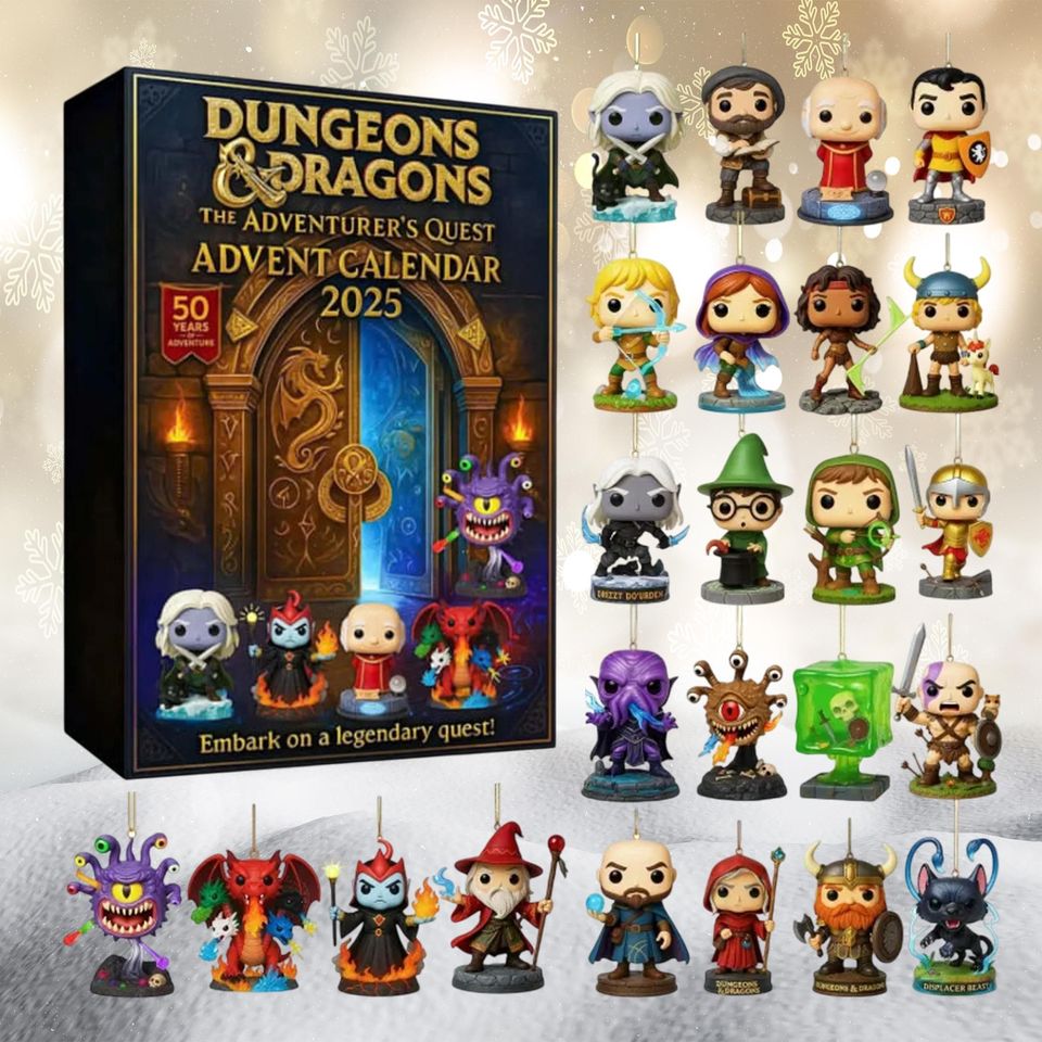DnD Advent Calendar 2025, Christmas Dice Advent Calendar 24 Days, Vacation Countdown Calendar for Gamers Role Players