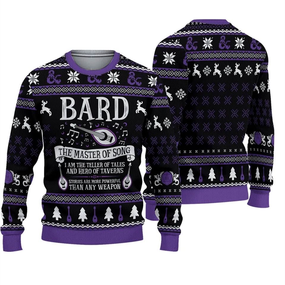 Dnd Classes Bard Ugly 3D Sweater
