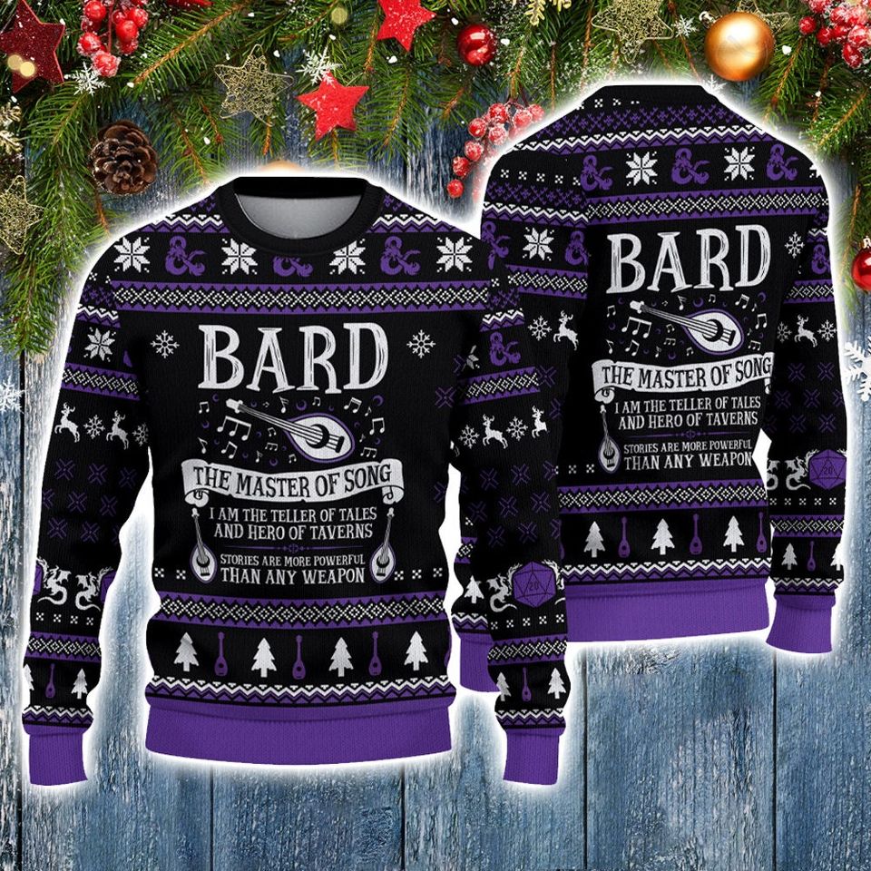 DnD Classes Collection Christmas Knitted Ugly 3D Sweater