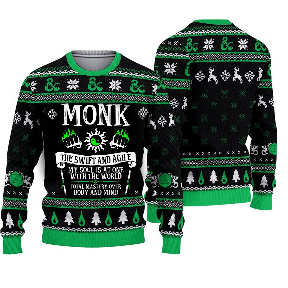 DnD Classes Collection Christmas Ugly 3D Sweater