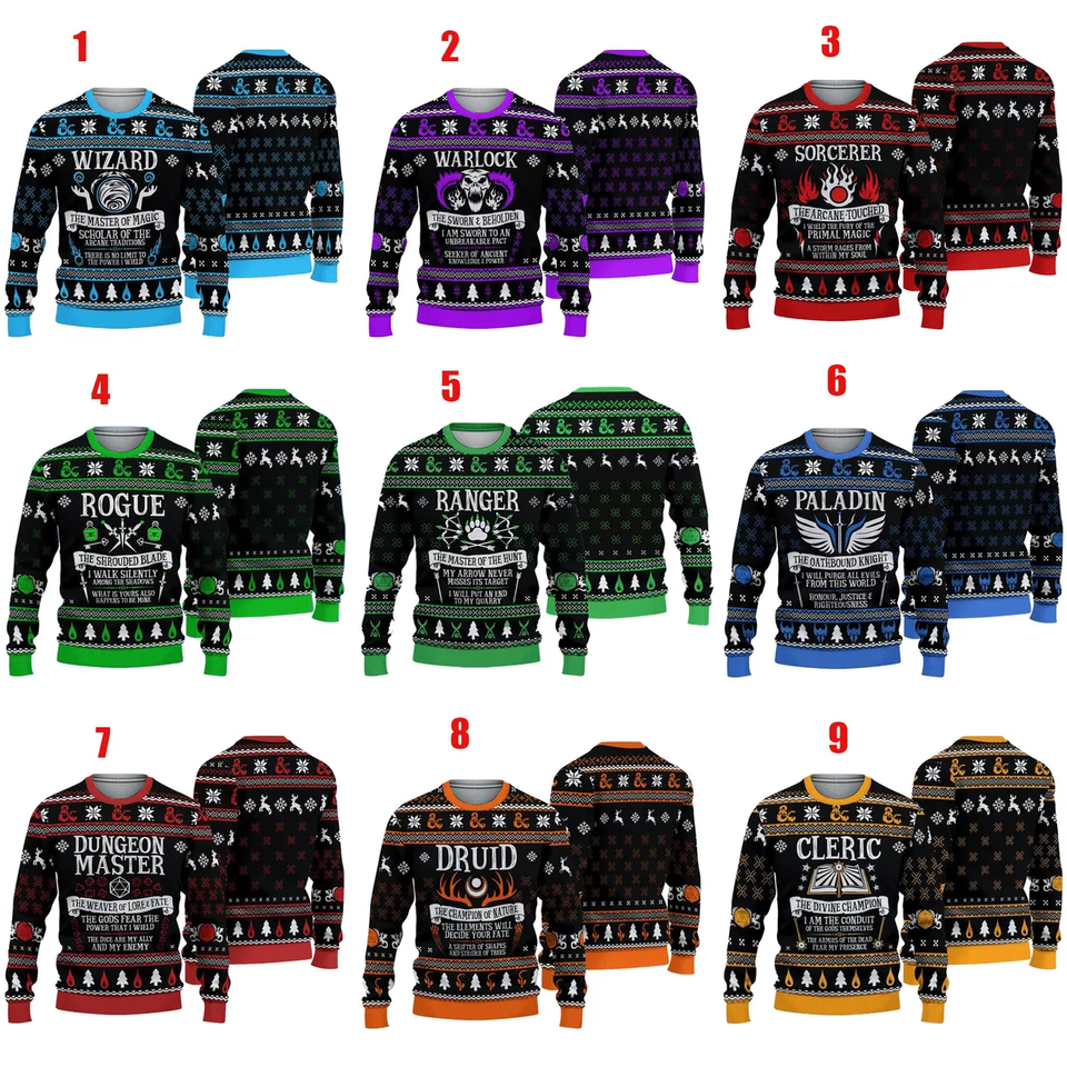 DnD Classes Collection Christmas Ugly Sweater
