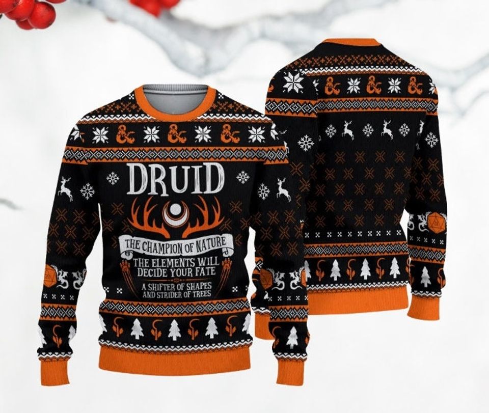 Dnd Classes Druid Ugly Christmas Sweater, Game Xmas Sweatshirt, Christmas Gift For Men