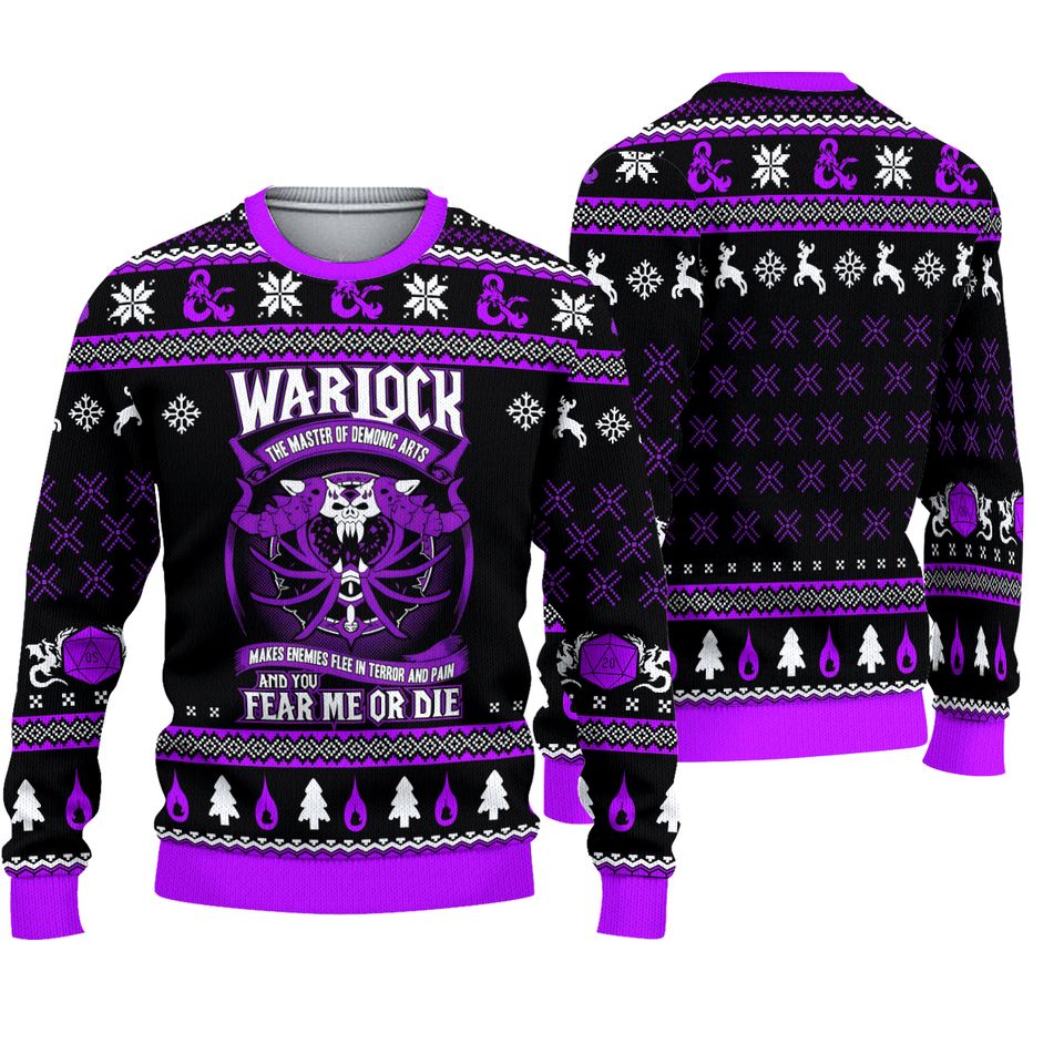 Dnd Classes Warlock Ugly Sweater Christmas