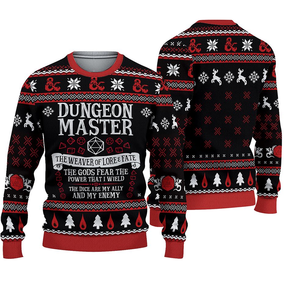 DND Dungeon Master Sweater Christmas The Weaver Of Lore 3D Ugly Sweater