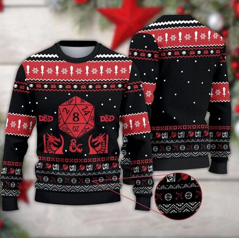 DnD Dungeons and Dragons Christmas Ugly Sweater