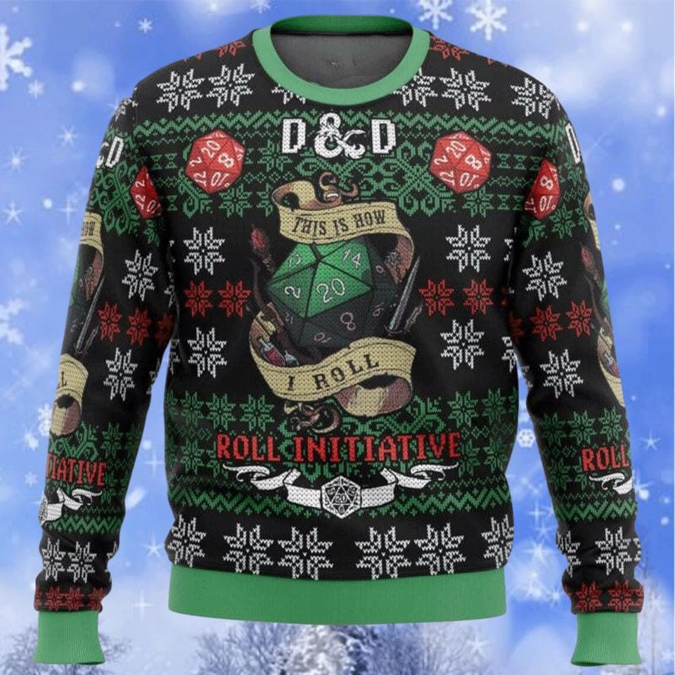 Dnd Ugly Sweater ,This Is How I Roll 3D Sweater, US Video Game Ugly Christmas Sweater