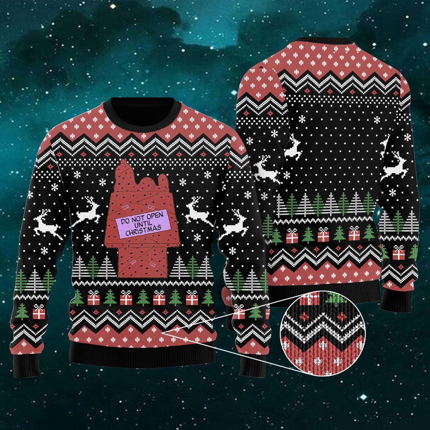 Do Not Open Until Christmas Ugly Christmas Sweater Adult 3D Funny Matching for family