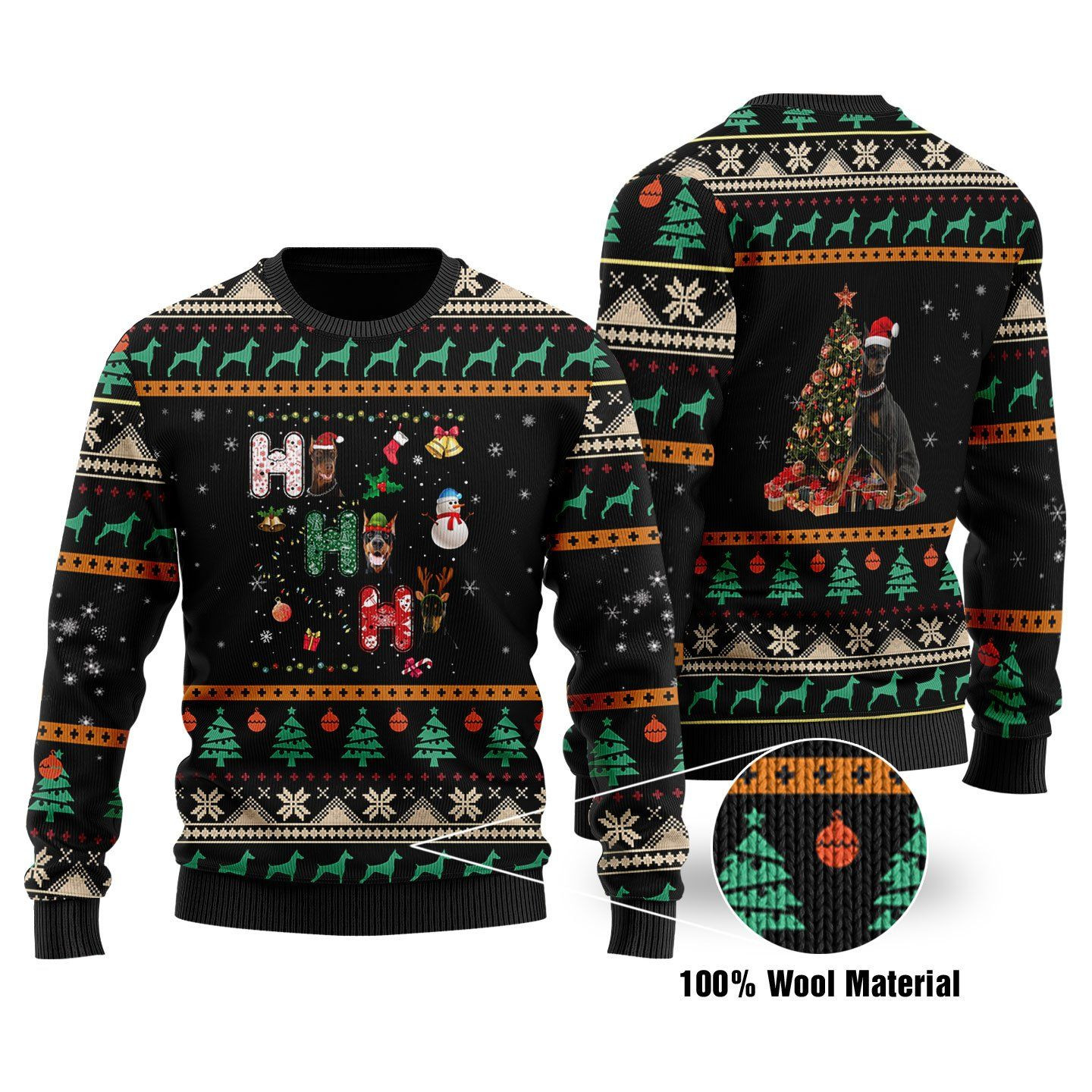 Doberman Christmas 3D Printed Ugly Christmas Sweater Adult 3D Funny Matching for family