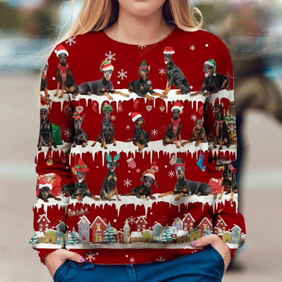Doberman Pinscher Ugly Christmas Sweater Adult 3D Funny Matching for family