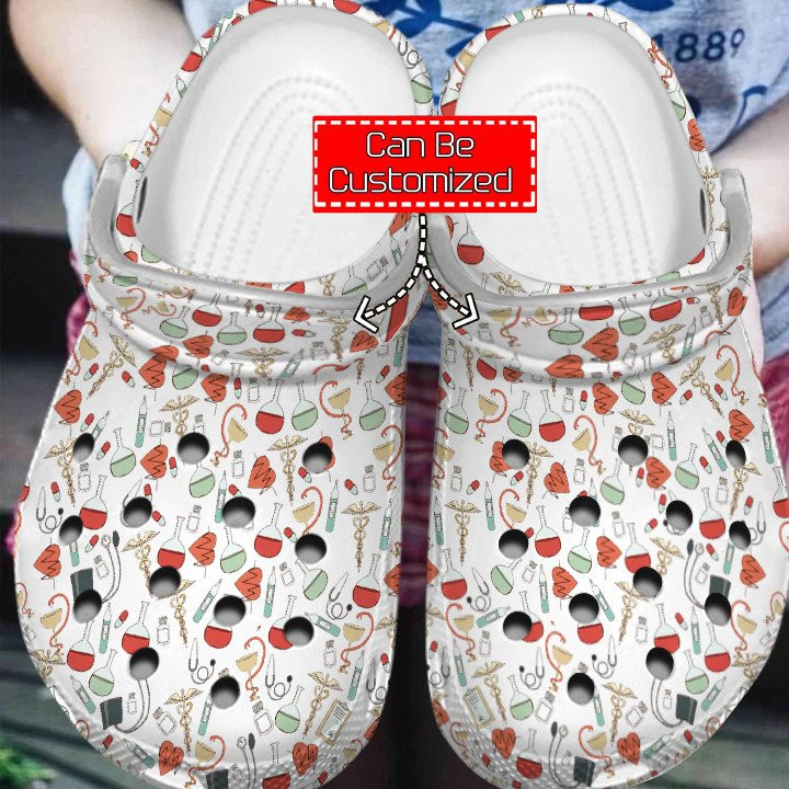 Doctor Nurse Pattern Clogs Shoes Nurse