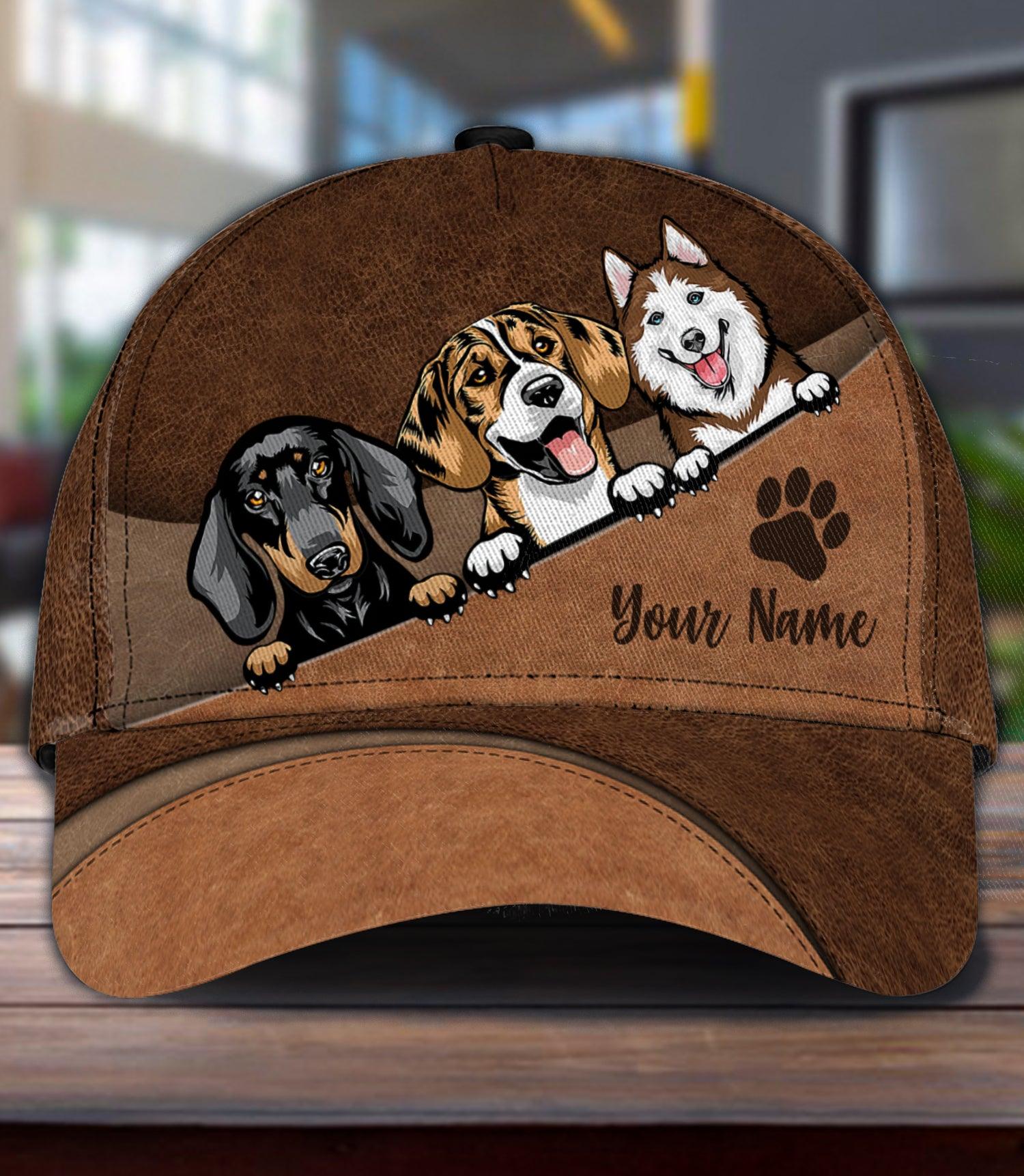 Dog All Brown Layers Personalized Cap, Personalized Gift for Dog Lovers, Dog Dad, Dog Mom Trucker Hats Custom Hats Gifts For Men & Women