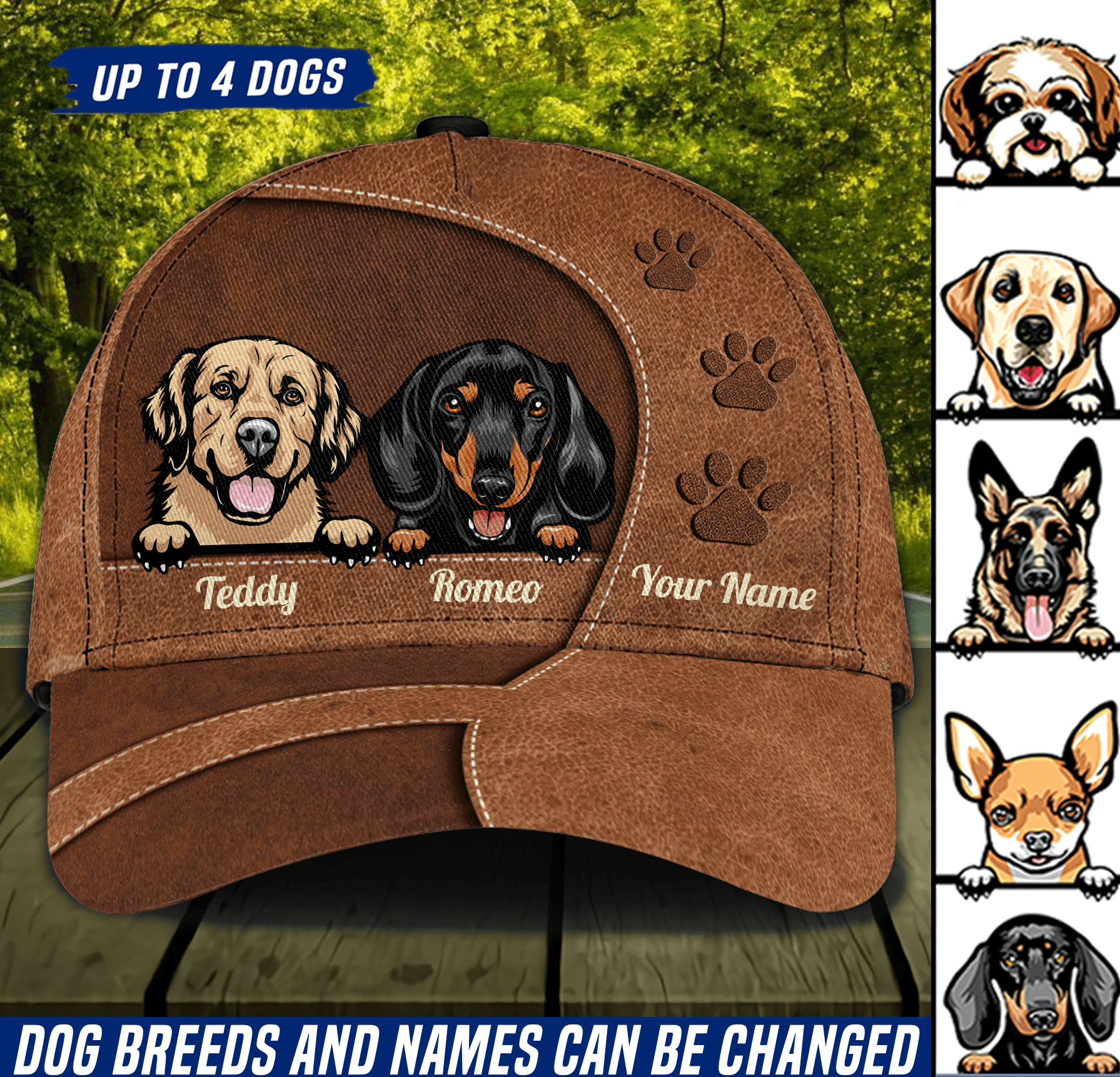 Dog All Brown Personalized Cap, Personalized Gift for Dog Lovers, Dog Dad, Dog Mom Trucker Hats Custom Hats Gifts For Men & Women