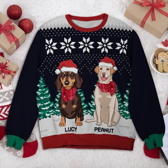Dog And Christmas Tree - Personalized All-Over-Print Sweatshirt - Christmas Gift For Dog Lovers, Pet Lovers - Image 5