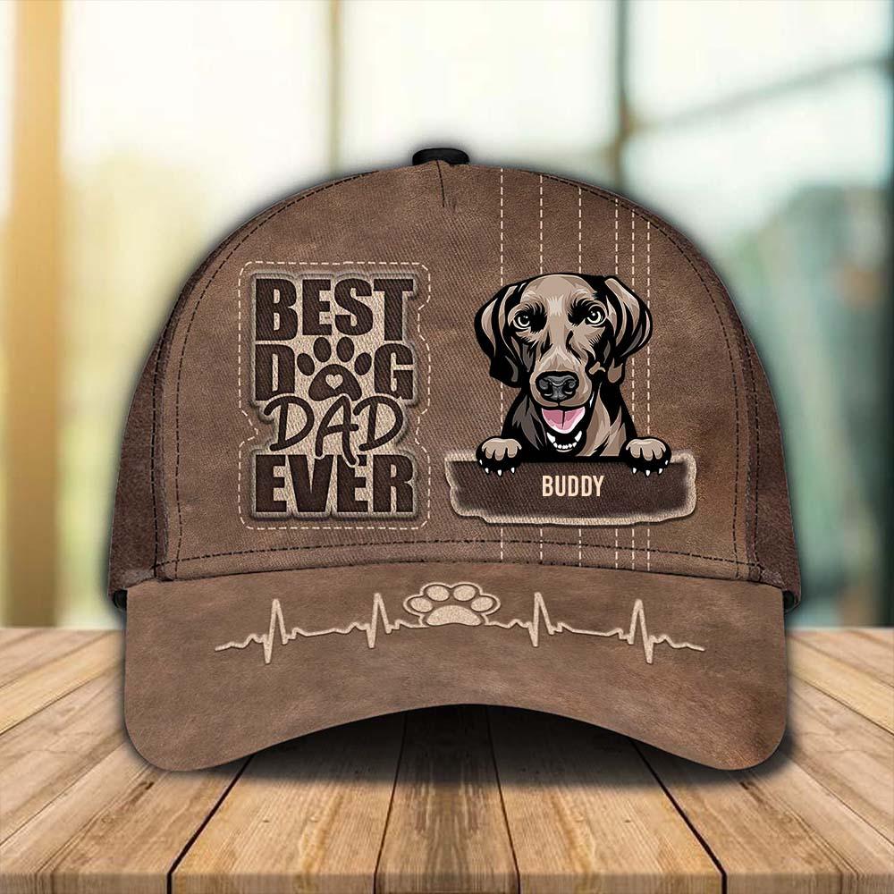 Dog Best Dog Dad Ever Personalized Classic Cap, Personalized Gift for Dog Lovers, Dog Dad, Dog Mom Trucker Hats Custom Hats Gifts For Men & Women