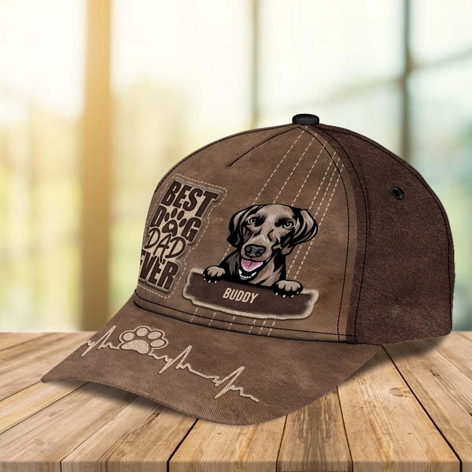 Dog Best Dog Dad Ever Personalized Classic Cap, Personalized Gift for Dog Lovers, Dog Dad, Dog Mom Trucker Hats Custom Hats Gifts For Men & Women