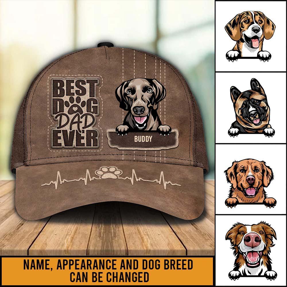 Dog Best Dog Dad Ever Personalized Classic Cap, Personalized Gift for Dog Lovers, Dog Dad, Dog Mom Trucker Hats Custom Hats Gifts For Men & Women