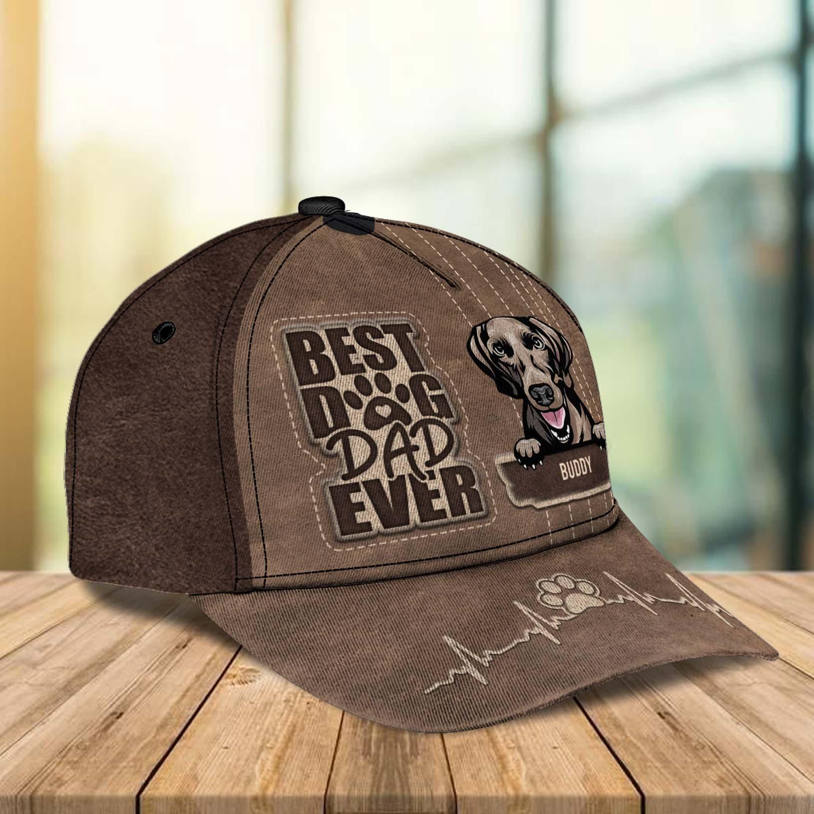 Dog Best Dog Dad Ever Personalized Classic Cap, Personalized Gift for Dog Lovers, Dog Dad, Dog Mom Trucker Hats Custom Hats Gifts For Men & Women