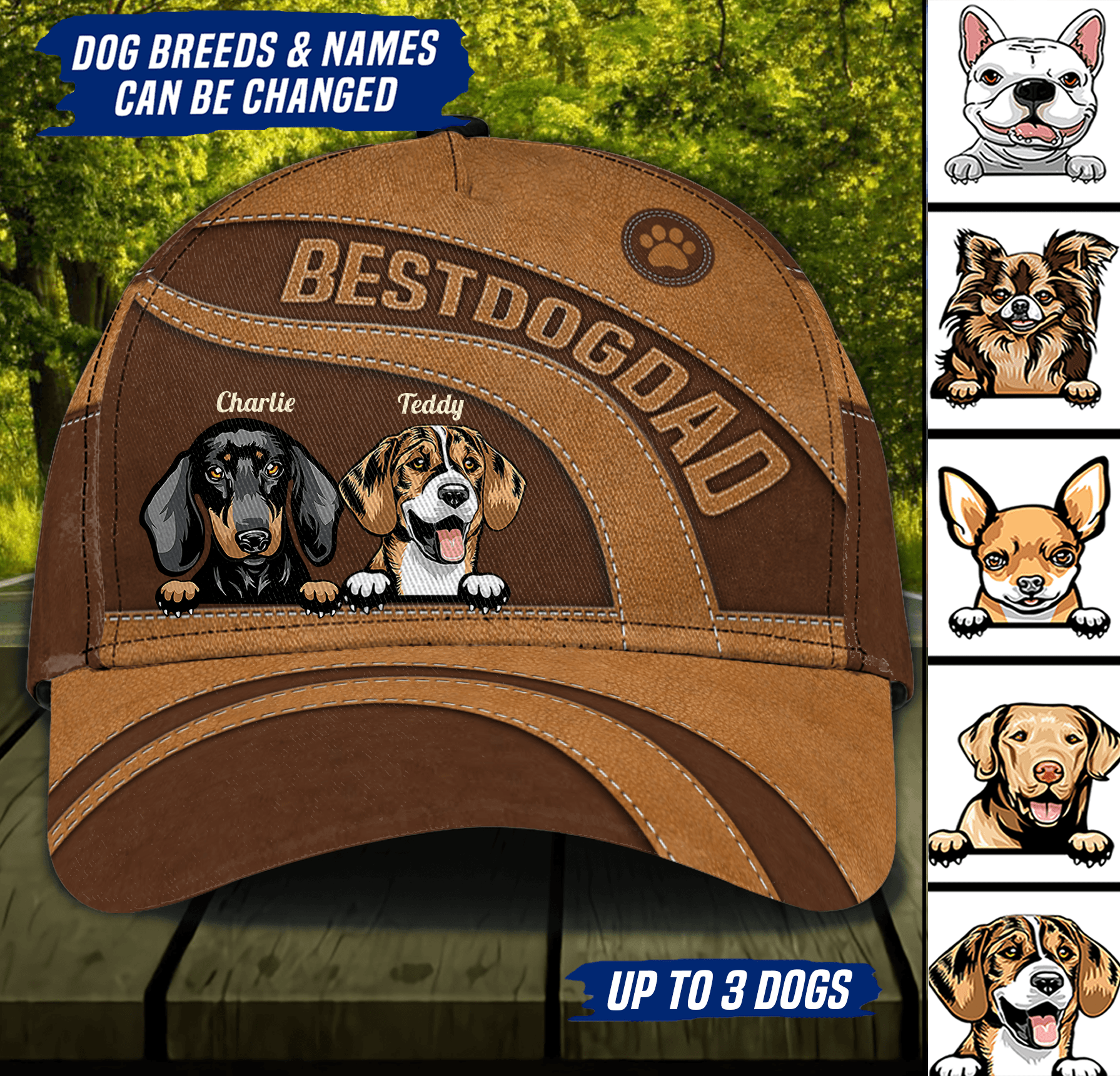 Dog Best Dog Dad Personalized Cap, Personalized Gift for Dog Lovers, Dog Dad, Dog Mom Trucker Hats Custom Hats Gifts For Men & Women