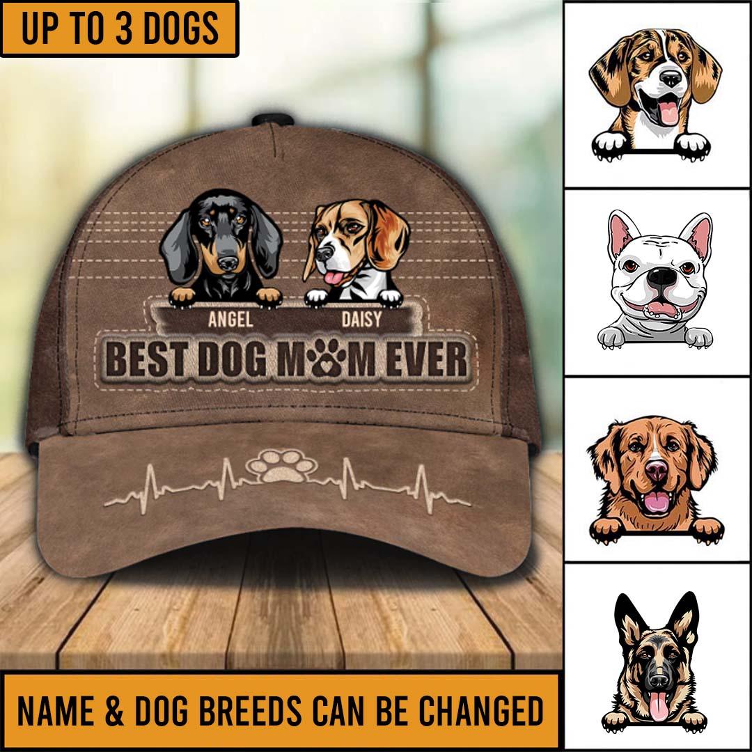 Dog Best Dog Mom Personalized Cap, Personalized Gift for Dog Lovers, Dog Dad, Dog Mom Trucker Hats Custom Hats Gifts For Men & Women