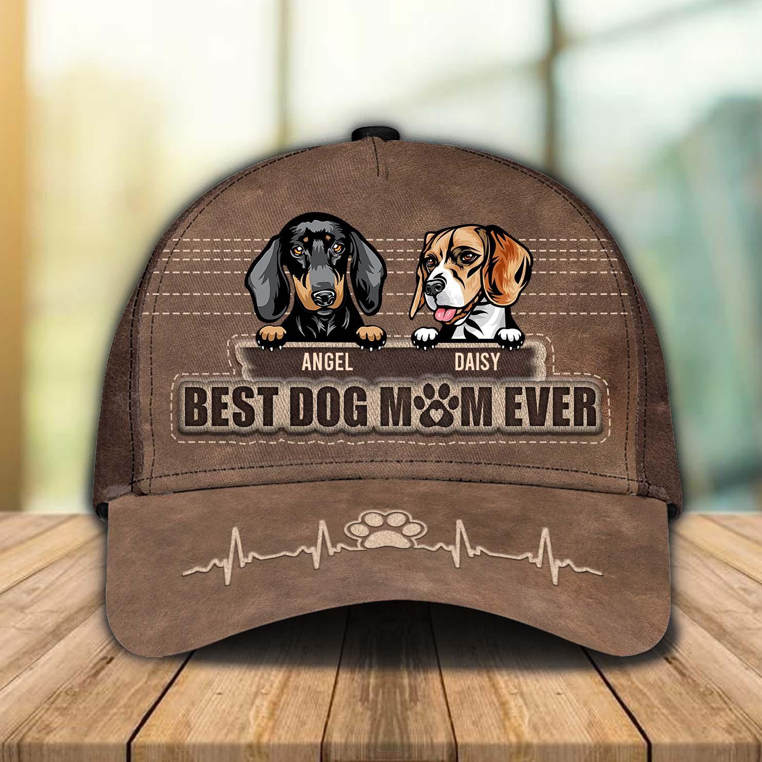 Dog Best Dog Mom Personalized Cap, Personalized Gift for Dog Lovers, Dog Dad, Dog Mom Trucker Hats Custom Hats Gifts For Men & Women