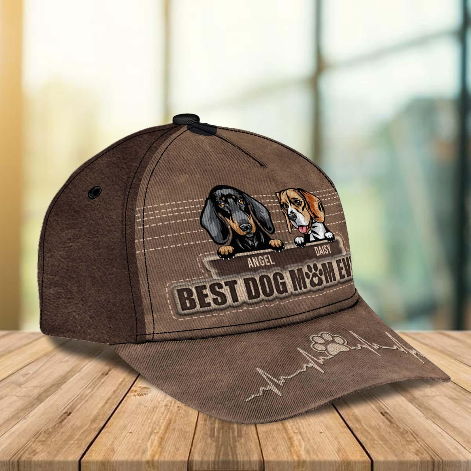 Dog Best Dog Mom Personalized Cap, Personalized Gift for Dog Lovers, Dog Dad, Dog Mom Trucker Hats Custom Hats Gifts For Men & Women