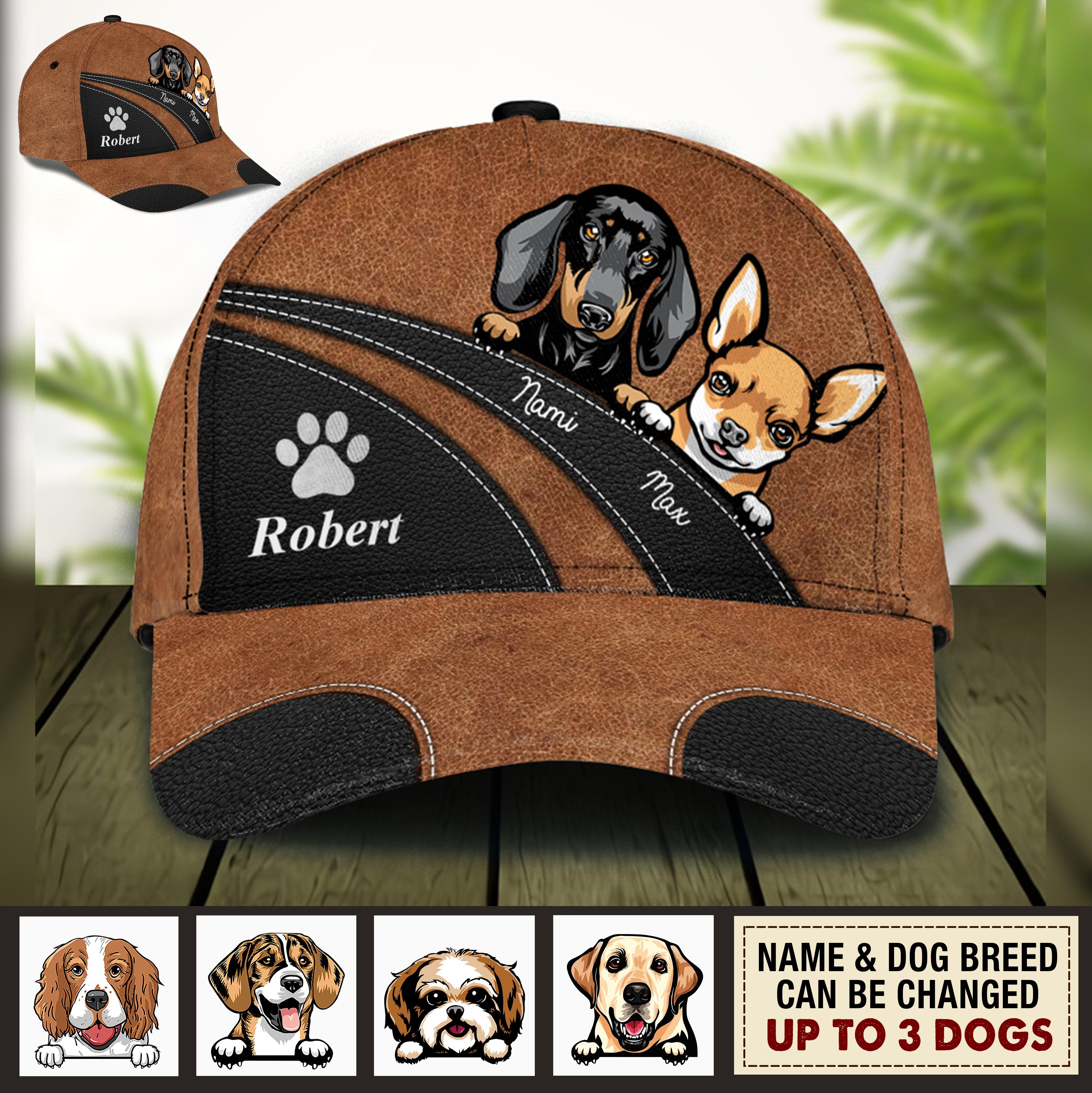 Dog Black Brown Personalized Cap, Personalized Gift for Dog Lovers, Dog Dad, Dog Mom Trucker Hats Custom Hats Gifts For Men & Women