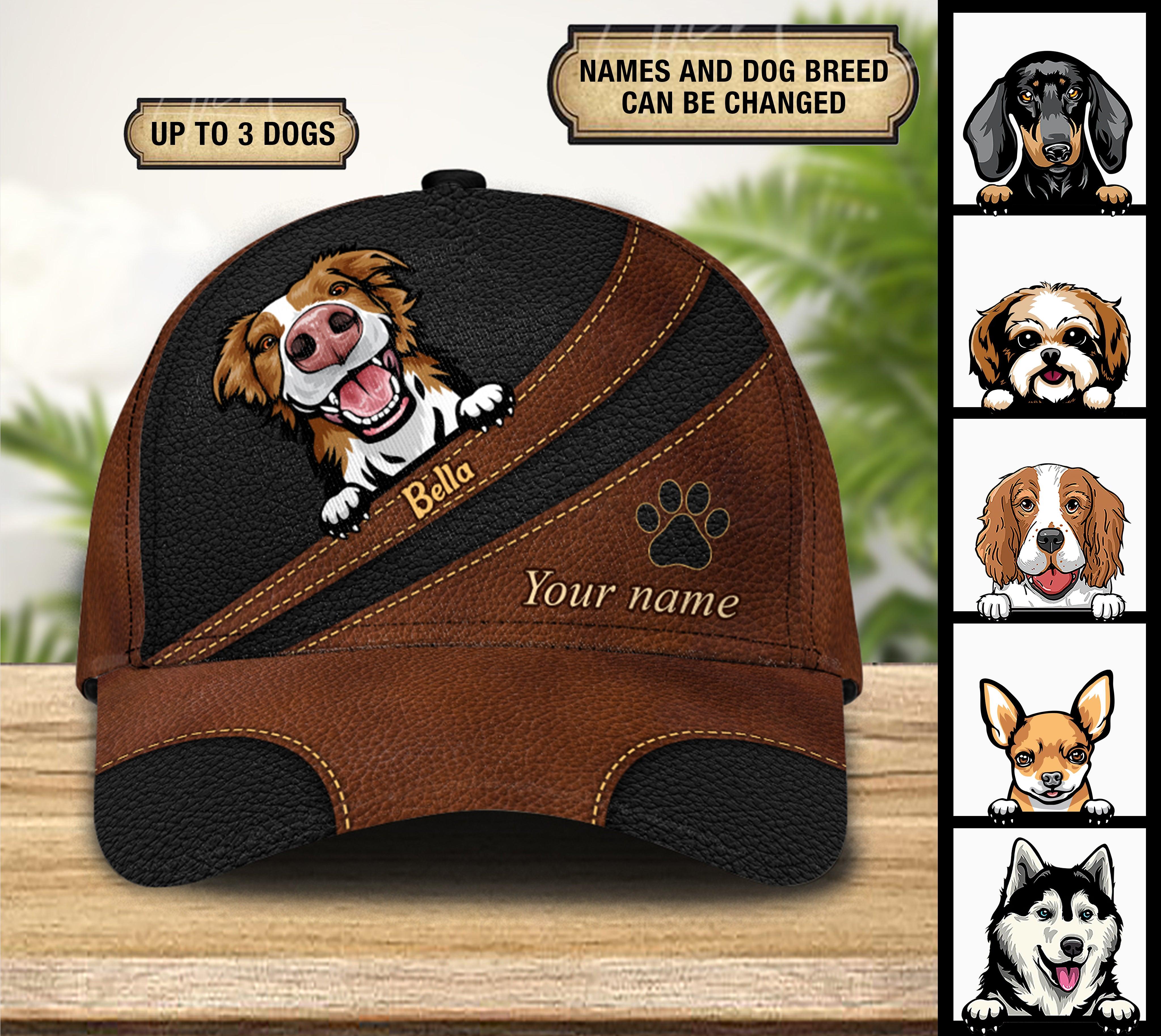 Dog Black Brown Personalized Cap, Personalized Gift for Dog Lovers, Dog Dad, Dog Mom Trucker Hats Custom Hats Gifts For Men & Women