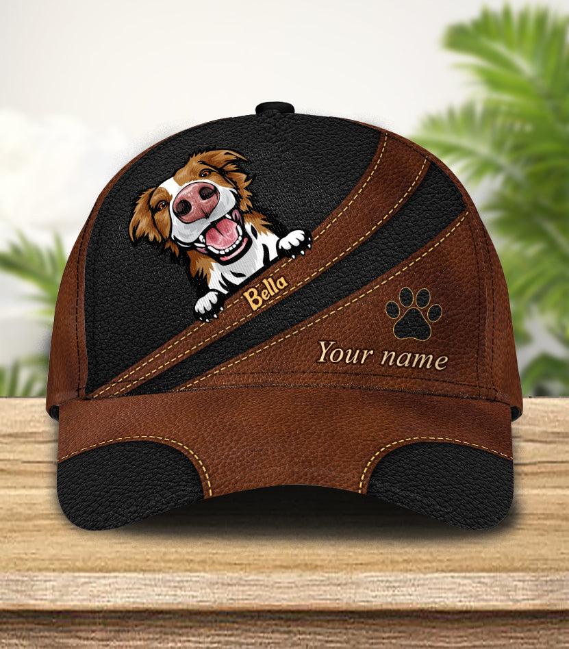 Dog Black Brown Personalized Cap, Personalized Gift for Dog Lovers, Dog Dad, Dog Mom Trucker Hats Custom Hats Gifts For Men & Women