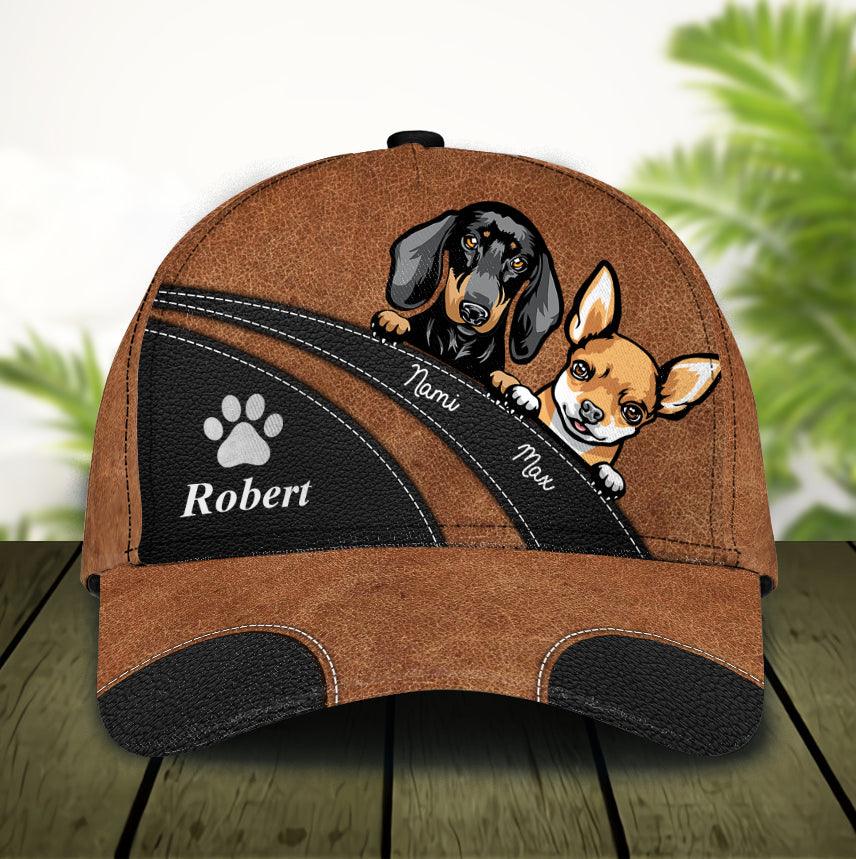 Dog Black Brown Personalized Cap, Personalized Gift for Dog Lovers, Dog Dad, Dog Mom Trucker Hats Custom Hats Gifts For Men & Women