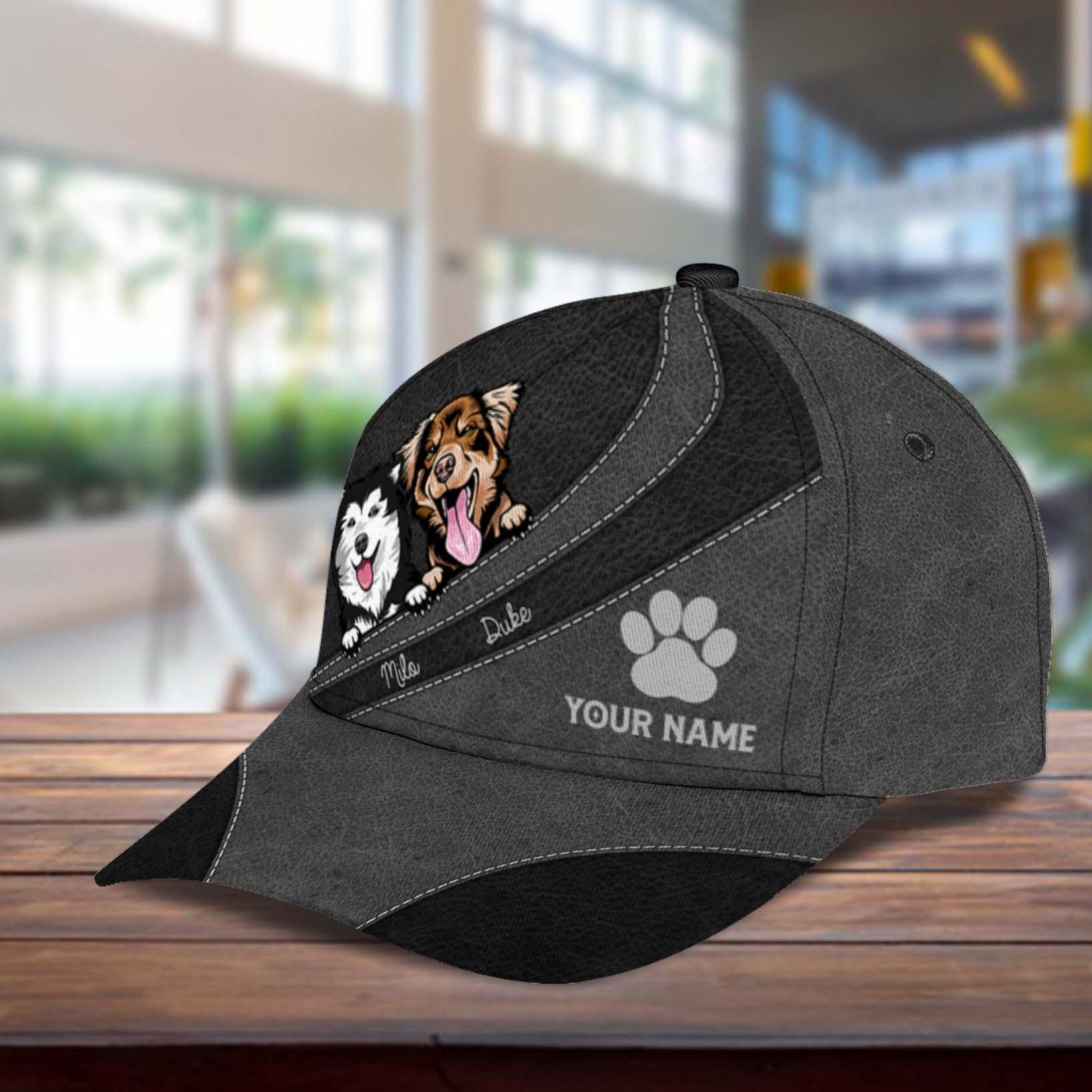 Dog Black Brown Personalized Cap, Personalized Gift for Dog Lovers, Dog Dad, Dog Mom Trucker Hats Custom Hats Gifts For Men & Women